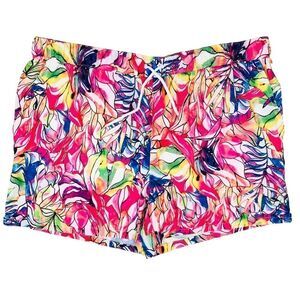 Tropical Floral Multicolor Print Pull On Stretchy Shorts NWOT